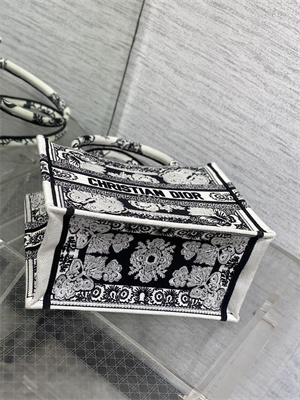 CD Small Book Tote Butterfly Bandana Embroidery Black and White