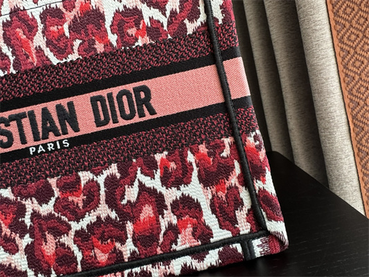 CD Small Book Tote Pink Multicolor Mizza Embroidery