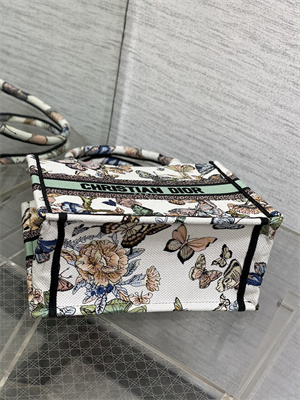 CD Small Book Tote Toile de Jouy Mexico Embroidery White Multicolor