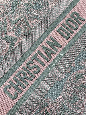 CD Small Book Tote Toile de Jouy Embroidery Grey and Pink