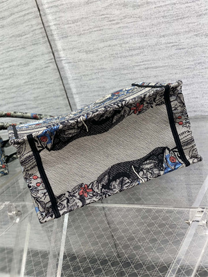 CD Small Book Tote Jardin Magique Embroidery Grey Blue