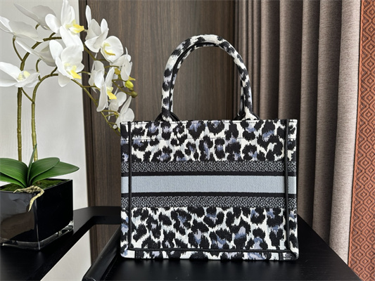 CD Small Book Tote Black Multicolor Mizza Embroidery