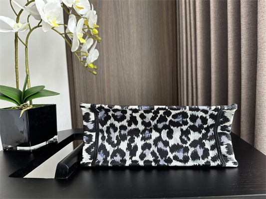 CD Small Book Tote Black Multicolor Mizza Embroidery