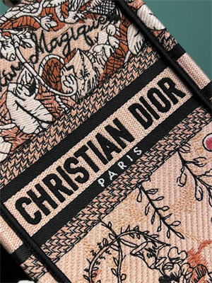 CD Mini Vertical Di.or Book Tote With Strap Jardin Magique Embroidery Pink