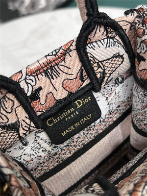 CD Mini Vertical Di.or Book Tote With Strap Jardin Magique Embroidery Pink