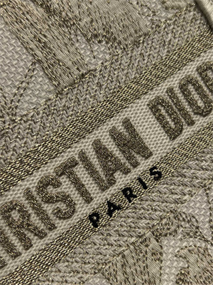 CD Mini Vertical Di.or Book Tote With Strap Jardin d??Hiver Embroidery White and Gold Tone