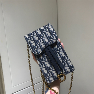 CD Phone holder With Chain Blue Oblique Jacquard