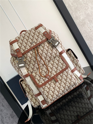 Large Di.or X Cactus Jack Hit The Road Backpack Brown Oblique Jacquard