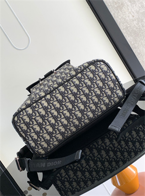 Di.or Motion Backpack Beige and Black Oblique Jacquard and Black Grained Calfskin