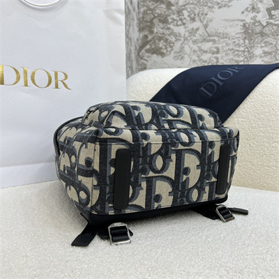 Di.or Rider Backpack Beige and Black Maxi Oblique Jacquard