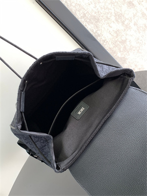 Di.or Saddle Backpack Black Oblique Jacquard and Grained Calfskin