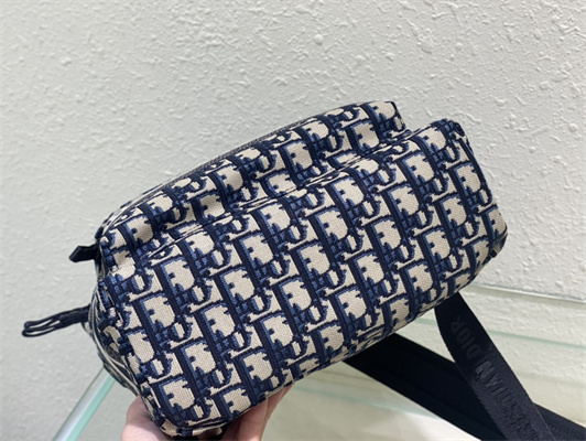 Di.or Small Travel Backpack Blue Oblique Jacquard