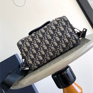 Di.or Lingot 22 Shoulder Bag Beige and Black Oblique Jacquard