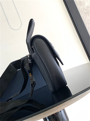 Di.or Saddle Bag Black Grained Calfskin With Bees Patch