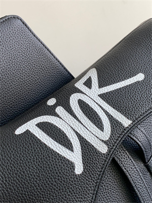 Di.or Saddle Bag Black Grained Calfskin With White Di.or Printing