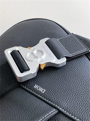 Di.or Saddle Bag Black Grained Calfskin With White Di.or Printing White Stitch