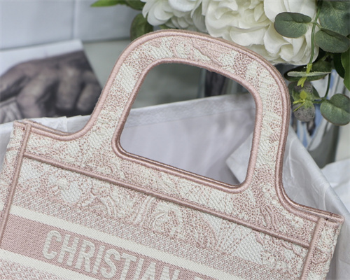 CD Mini Book Tote Toile de Jouy Embroidery Pink