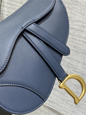 CD Mini Saddle Bag Grained Calfskin Denim Blue Color