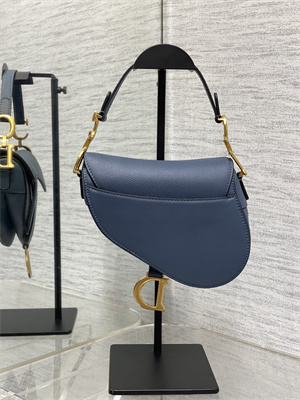 CD Mini Saddle Bag Grained Calfskin Denim Blue Color