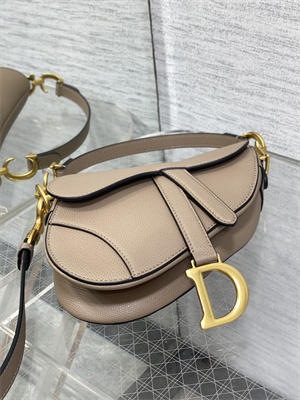 CD Mini Saddle Bag Grained Calfskin Warm Taupe Color
