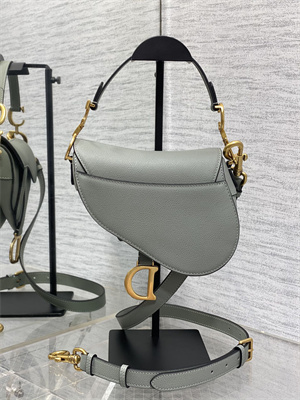 CD Mini Saddle Bag Grained Calfskin Stone Grey Color