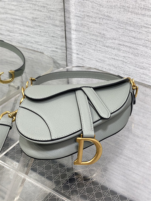 CD Mini Saddle Bag Grained Calfskin Stone Grey Color