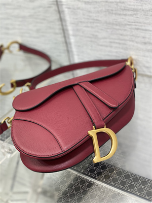 CD Saddle Bag Grained Calfskin Wine Color