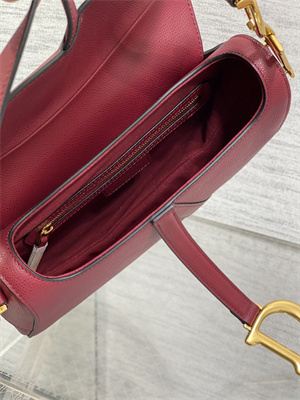 CD Saddle Bag Grained Calfskin Wine Color