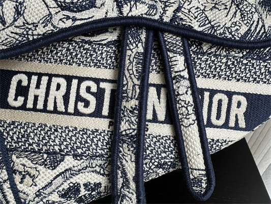 CD Saddle Bag Toile de Jouy Embroidery Blue Color