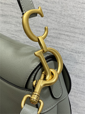 CD Saddle Bag Grained Calfskin Stone Grey Color