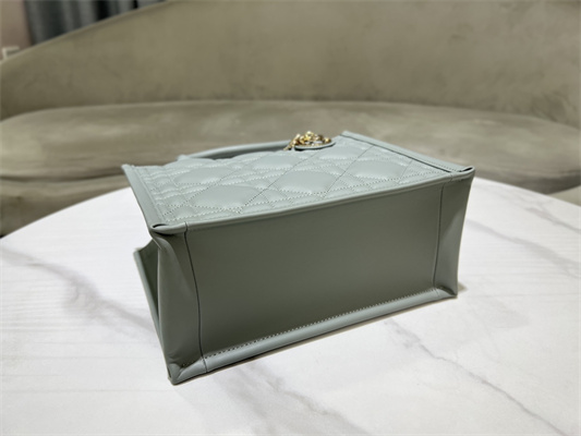 CD Small Book Tote With Strap Macrocannage Calfskin Grey