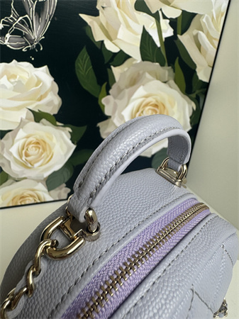 Cha.nel Mini Backpack Grained Calfskin Gold-Tone Metal Lilac AP3753