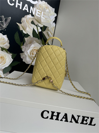 Cha.nel Mini Backpack Grained Calfskin Gold-Tone Metal Yellow AP3753