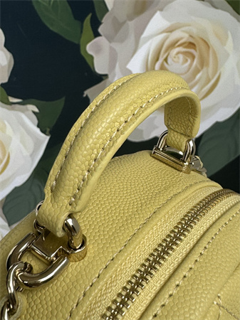 Cha.nel Mini Backpack Grained Calfskin Gold-Tone Metal Yellow AP3753