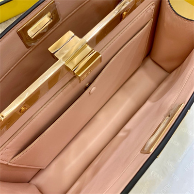 Fen.di Peekaboo ISeeU East-West Leather Bag Yellow Color