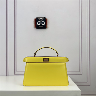 Fen.di Peekaboo ISeeU East-West Leather Bag Yellow Color
