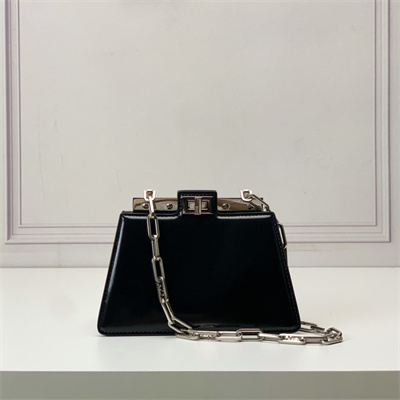 Fen.di Peekaboo Cut Petite Leather Bag Black Color