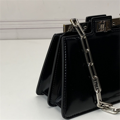 Fen.di Peekaboo Cut Petite Leather Bag Black Color
