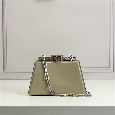 Fen.di Peekaboo Cut Petite Leather Bag Pale Green Color