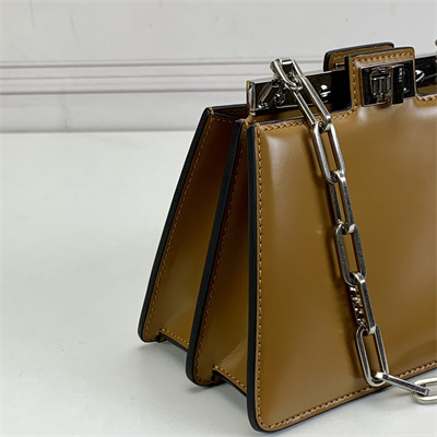 Fen.di Peekaboo Cut Petite Leather Bag Brown Color