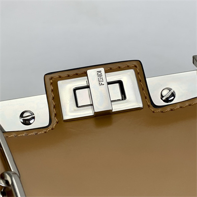 Fen.di Peekaboo Cut Petite Leather Bag Brown Color