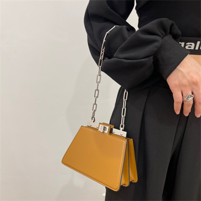 Fen.di Peekaboo Cut Petite Leather Bag Brown Color