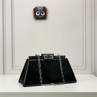 Fen.di Peekaboo Cut Medium Leather Bag Black Color