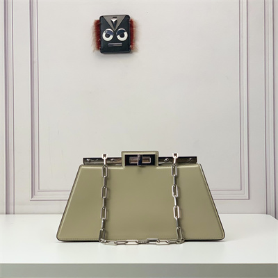 Fen.di Peekaboo Cut Medium Leather Bag Pale Green Color