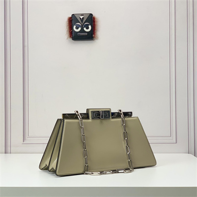 Fen.di Peekaboo Cut Medium Leather Bag Pale Green Color