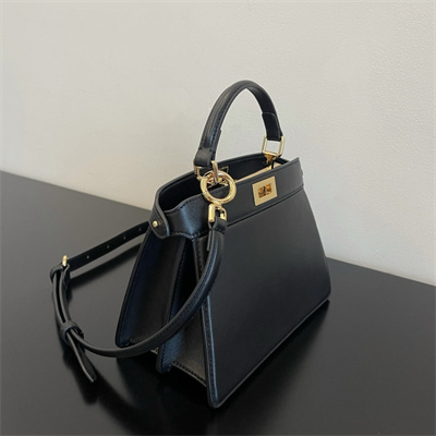 Fen.di Peekaboo ISeeU Petite Leather Bag Black Color