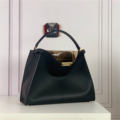 Fen.di Peekaboo X-Lite Large Leather Bag Black Color