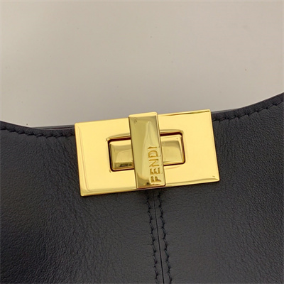 Fen.di Peekaboo X-Lite Medium Leather Bag Black Color