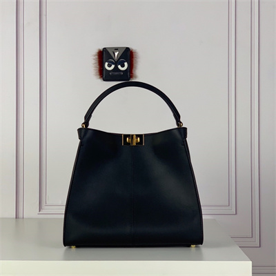 Fen.di Peekaboo X-Lite Medium Leather Bag Black Color