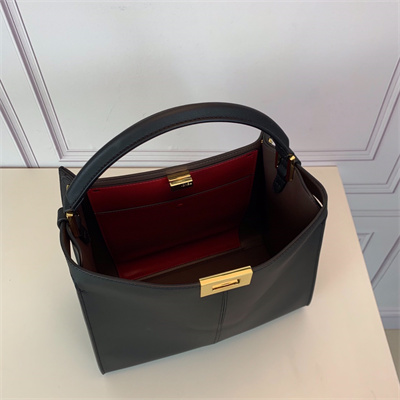 Fen.di Peekaboo X-Lite Medium Leather Bag Black Color